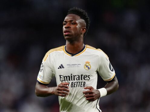 Three Valencia fans have been given prison sentences for racially abusing Real Madrid forward Vinicius Jr (pictured) during a game last year (Mike Egerton/PA)