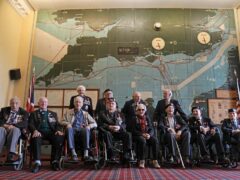 D-Day veterans in the map room (Andrew Matthews/PA)