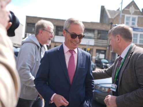Nigel Farage arrives in Clacton to launch his election campaign (James Manning/PA)