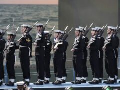 Members of the military on stage during the UK’s national commemorative event for the 80th anniversary of D-Day, hosted by the Ministry of Defence on Southsea Common in Portsmouth, Hampshire (Andrew Matthews/PA)