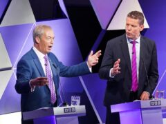 Reform UK leader Nigel Farage (left) and leader of Plaid Cymru Rhun ap Iorwerth take part in the BBC Election Debate (Stefan Rousseau/PA)