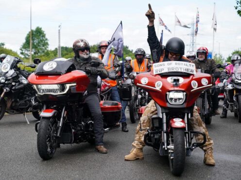 Hairy Biker Si King is among the thousands of motorcyclists who are riding from London to Barrow to celebrate the life of Hairy Biker Dave Myers (Jacob King/PA)