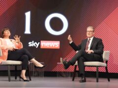 Labour Party leader Sir Keir Starmer, during a Sky News election event with Sky’s political editor Beth Rigby, in Grimsby (Stefan Rousseau/PA)