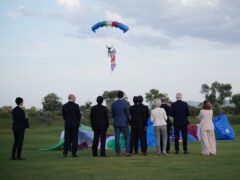 G7 leaders watch a parachute drop at San Domenico Golf Club in Fasano (Christopher Furlong/PA)