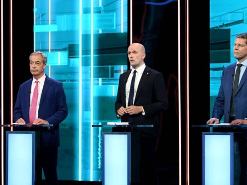 Mr Farage was speaking at the ITV Election Debate (Jonathan Hordle/ITV/PA)