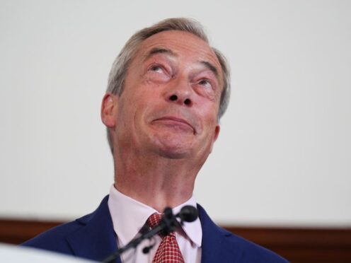 Reform UK leader Nigel Farage speaks to the media during a press conference (James Manning/PA)