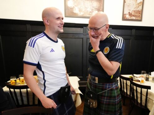 First Minister of Scotland John Swinney (right) with SNP Westminster leader Stephen Flynn in Munich during the Euros (Andrew Milligan/PA)