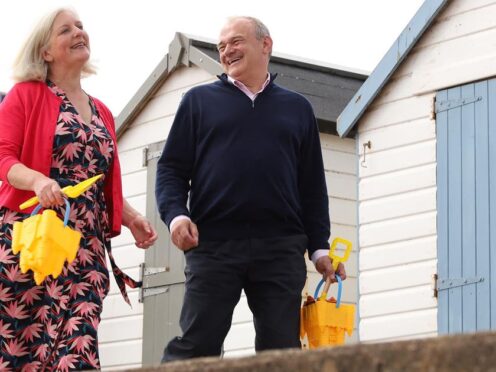 Sir Ed Davey in Paignton with Liberal Democrat candidate and former Member of the European Parliament Caroline Voaden (Will Durrant/PA)