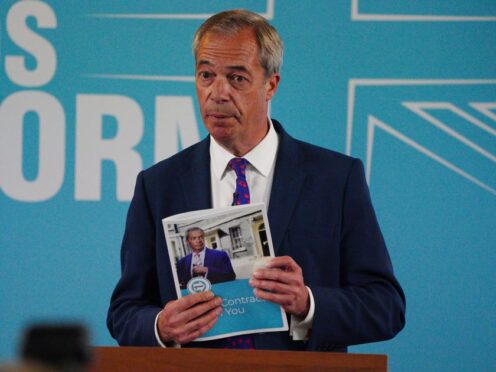 Nigel Farage launches Reform UK’s ‘contract’ with voters (Ben Birchall/PA)