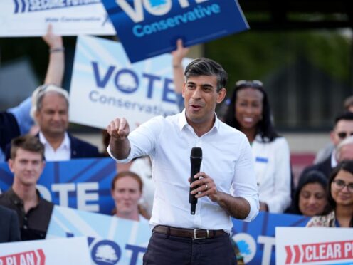 Rishi Sunak’s Conservatives have sought to make tax a key dividing line during the election. (Joe Giddens/PA)