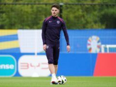 Declan Rice followed an individual training programme as England prepared for Slovakia (Adam Davy/PA)