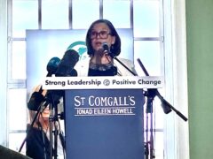 Sinn Fein president Mary-Lou McDonald addresses Sinn Fein’s General Election manifesto launch event (PA)