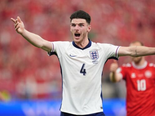 Declan Rice refuted claims that England’s players are exhausted after demanding club campaigns (Adam Davy/PA)