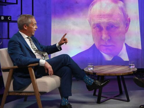 The Reform UK leader dismissed the accusations as ‘the Russia hoax’ (Jeff Overs/BBC/PA)