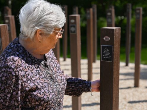 Janet Booth, the granddaughter of Private Harry Farr, one of 309 soldiers named at the newly refurbished Shot at Dawn memorial tribute to soldiers executed during the First World War (National Memorial Arboretum/PA)