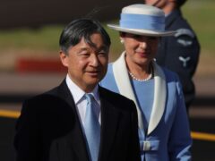 Emperor Naruhito and Empress Masako of Japan arrive at Stansted Airport (Chris Radurn/PA)