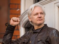 Julian Assange speaking to the media from the Ecuadorian Embassy in London in 2017 (Dominic Lipinski/PA)