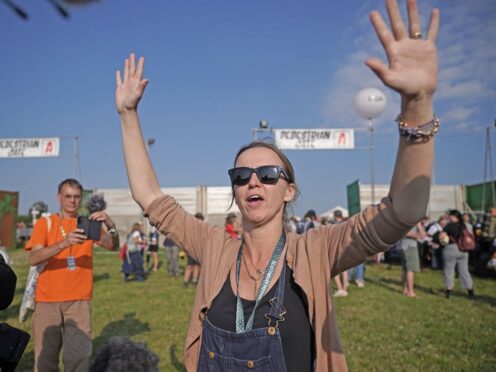 Emily Eavis opened the gates on the first day of the Glastonbury Festival at Worthy Farm in Somerset (Yui Mok/PA)