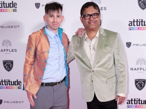 Oliver Levy with his husband Paul Sinha at the Attitude Pride Awards 2024 at Raffles London (Ian West/PA)