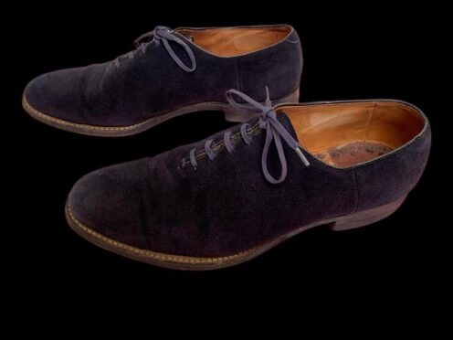 Elvis Presley’s blue suede shoes, which are going under the hammer on Friday at an auction in Wiltshire (Henry Aldridge & Son/PA)
