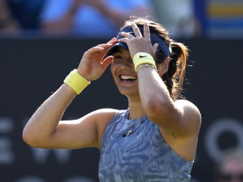 Emma Raducanu produced a fine comeback to reach the last eight at the Rothesay International in Eastbourne (Andrew Matthews/PA)