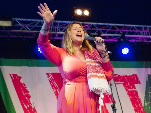 Charlotte Church sings on the Left Field stage at Glastonbury (Ben Birchall/PA)