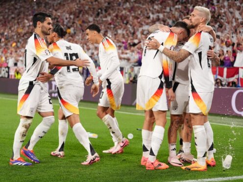 Germany celebrate against Denmark during their Euro 2024 victory (Bradley Collyer/PA)