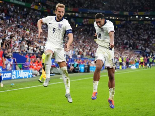 Harry Kane (left) and Jude Bellingham celebrate for England (Bradley Collyer/PA)