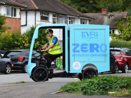 Evri is investing £19 million in order to help expand its e-cargo bike and electric vehicle operation (Evri/PA)