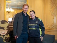 Nikki Scott, founder of Armed Forces charity Scotty’s Little Soldiers with the Duke of Sussex (Scotty’s Little Soldiers/PA)