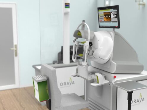 IRay, a custom-built machine by Oraya Therapeutics that uses robotics to deliver radiotherapy to the eye, was used as part of a trial (PA)