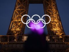 The Olympic rings on the Eiffel Tower in Paris (Aurelien Morissard/AP)