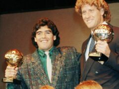 The sale of a trophy awarded to the late Diego Maradona planned a French auction house this week has been postponed (Michael Lipchitz/AP)