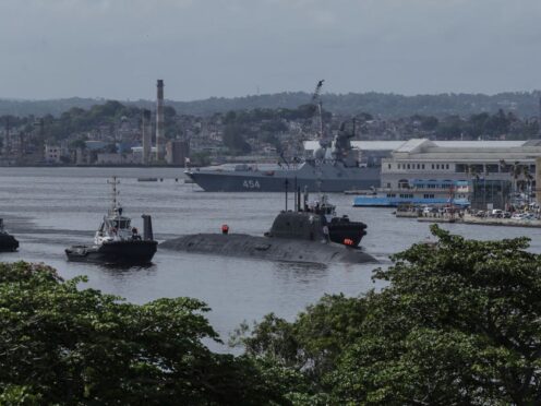 The nuclear-powered Russian submarine Kazan leaves the port of Havana, Cuba, on Monday (Ariel Ley/AP)