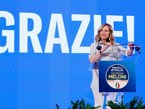 Italian Prime Minister Giorgia Meloni speaks about the results of the European Parliamentary elections (Roberto Monaldo/LaPresse/AP)
