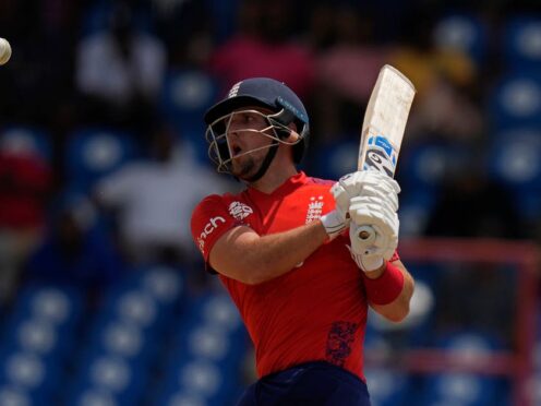 Liam Livingstone plays a shot during the T20 World Cup (Ramon Espinosa/AP)