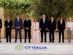 The G7 summit in Italy opened with agreement reached on a US proposal to back a 50bn dollar (£39bn) loan to Ukraine using frozen Russian assets as collateral (Christopher Furlong/Pool/AP)