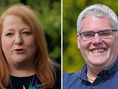 Alliance leader Naomi Long and DUP leader Gavin Robinson are both vying for the East Belfast seat in Thursday’s General Election (PA)