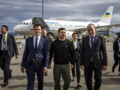 Ukraine’s President Volodymyr Zelensky, arrives in Switzerland (Michael Buholzer/Keystone/AP)