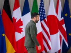 Ukrainian President Volodymyr Zelensky arriving at the G7 summit in Borgo Egnazia, Italy (Sean Kilpatrick/The Canadian Press via AP)