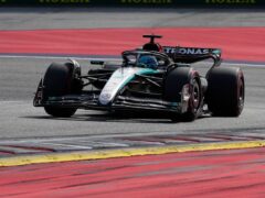 Mercedes driver George Russell of Britain steers his car during the qualifying session for the Austrian Formula One Grand Prix at the Red Bull Ring racetrack in Spielberg, Austria, Saturday, June 29, 2024. (AP Photo/Darko Bandic)