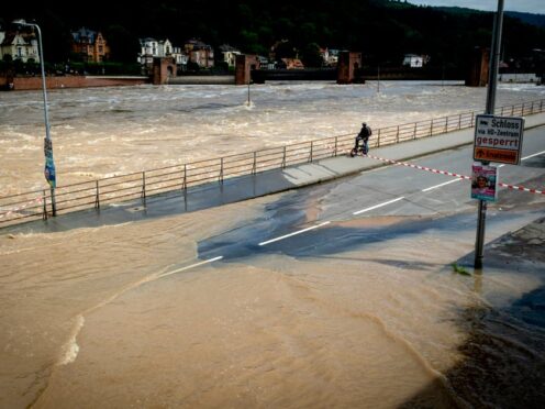 The river Neckar has burst its banks in Heidelberg (AP)