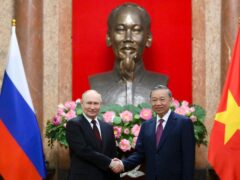 Vladimir Putin and Vietnamese president To Lam (Kristina Kormilitsyna, Sputnik, Kremlin Pool Photo via AP)