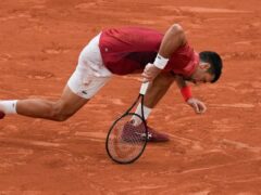 Novak Djokovic blamed the slippery court for the injury (Christophe Ena/AP)