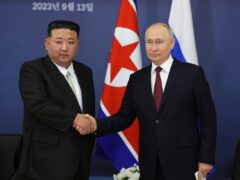 This would be the third meeting between Mr Kim and Mr Putin (Kremlin Pool photo via AP, File)