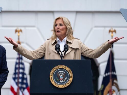 First lady Jill Biden insists that her husband Joe Biden has made it clear that ‘he’s all in’ (AP Photo/Evan Vucci)