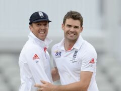 James Anderson, right, with Graeme Swann during their playing days together (Martin Rickett/PA)