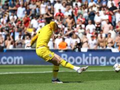 England goalkeeper Jordan Pickford scored a penalty during the shoot-out in the Nations League third place play-off (Tim Goode/PA)