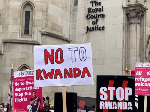 Demonstrators outside the Royal Courts of Justice in 2022 opposed the policy (PA)