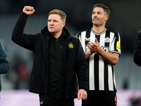 Fabian Schar, right, does not want Eddie Howe to leave Newcastle for England (Nick Potts/PA)